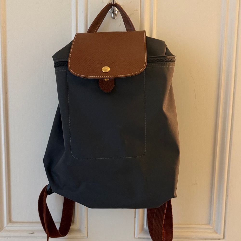 Longchamp Black and Brown Backpack
